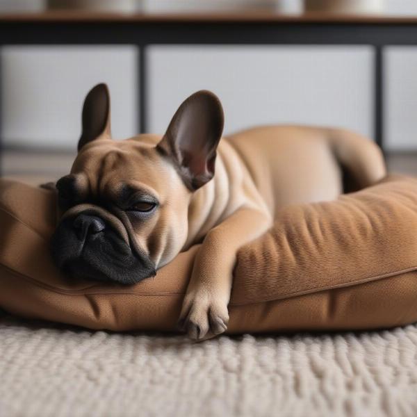 French Bulldog Sleeping Peacefully on an Orthopedic Dog Bed