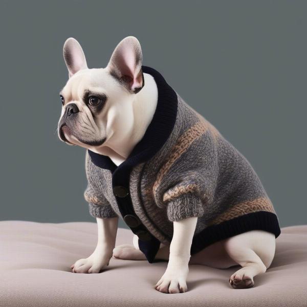 Frenchie in a winter sweater