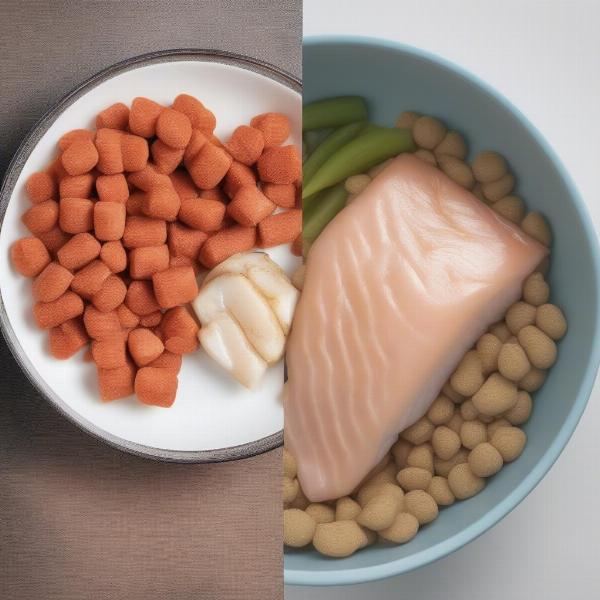 Comparing fresh cod and commercial cod dog food