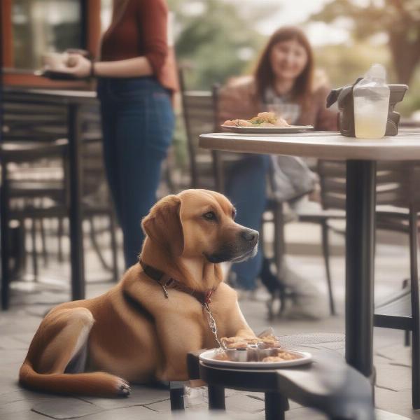 Tips for dining out with your dog in Frisco, Texas, including leashing your dog and bringing essentials.