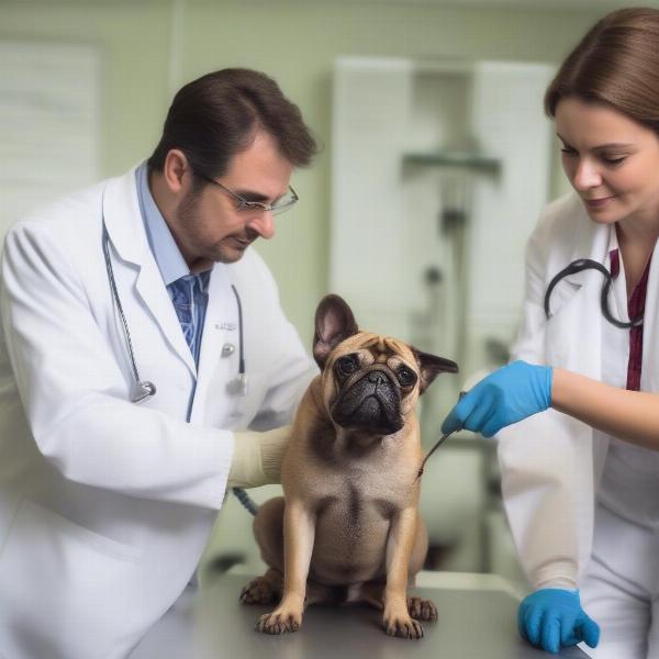 Frug Dog at Vet Checkup