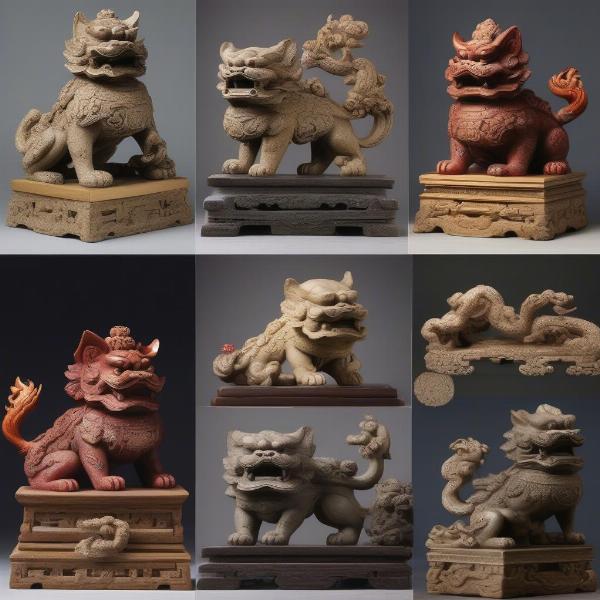 Fu Dog Statues Made from Different Materials