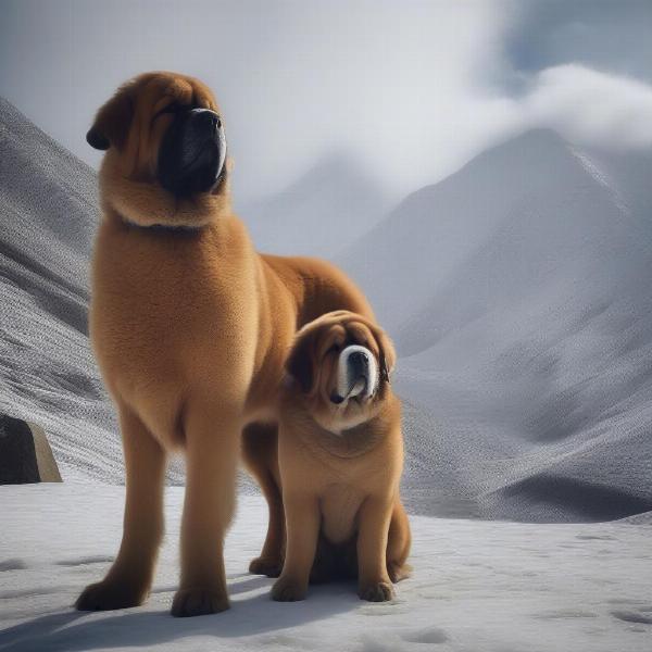 Gaddi Kutta and Tibetan Mastiff in the Himalayas