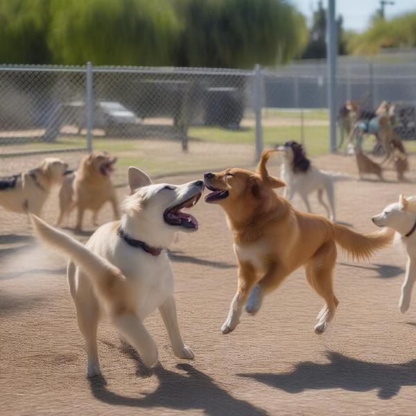 Dogs playing at Garden Grove Dog Park