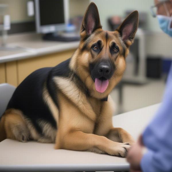 German Shepherd Mix Dog at the Vet