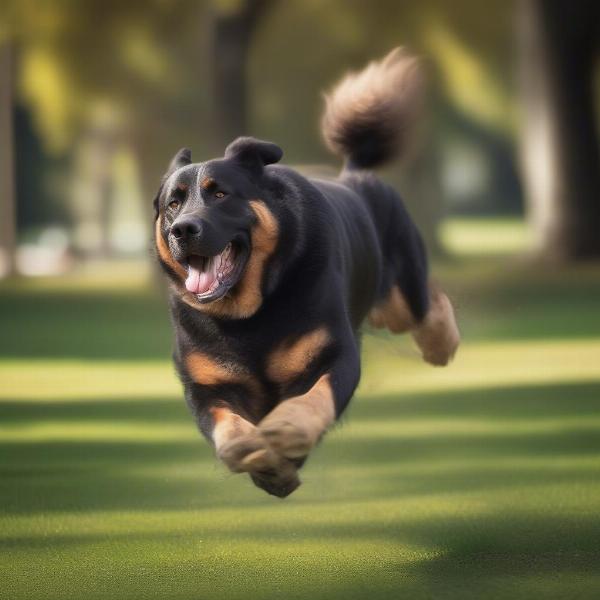 Giant Breed Dog Playing Fetch in a Park