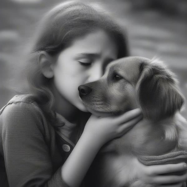 Girl Comforting Distressed Dog