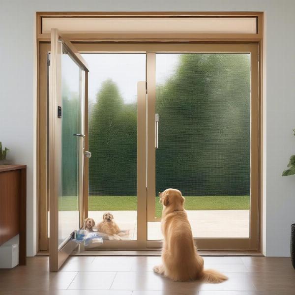 Glass Door with Built-in Dog Door