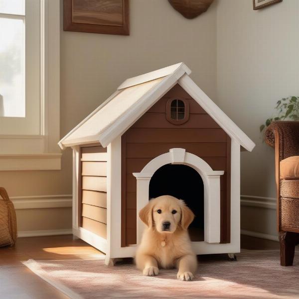 Wooden indoor dog house for a cozy pet retreat