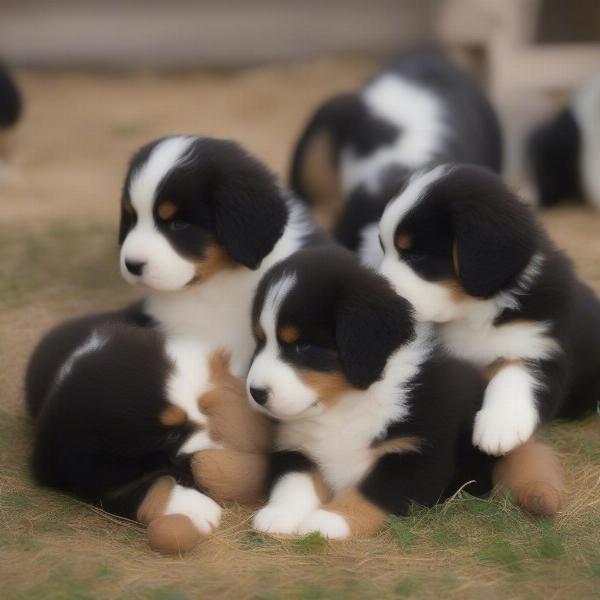 Golden Mountain Dog puppies playing