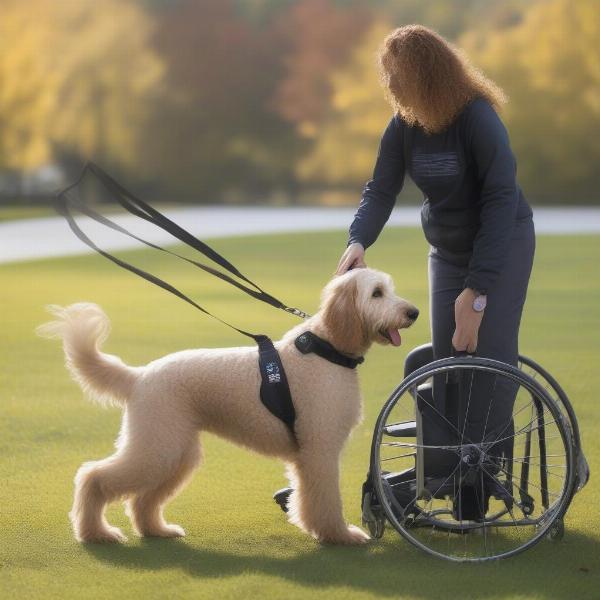 Goldendoodle performing a service task