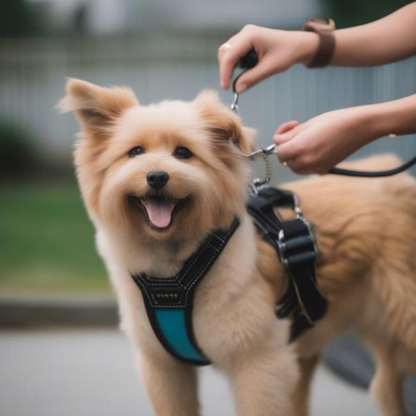 Happy Dog Being Groomed with Proper Wear