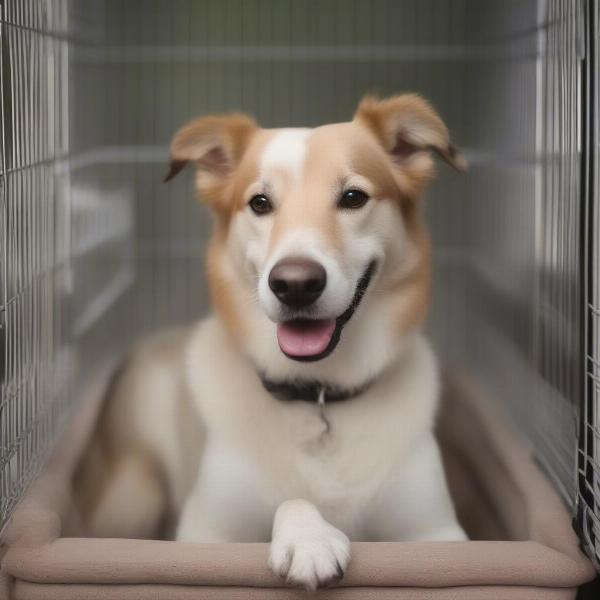 Happy Dog in a Bradford Kennel