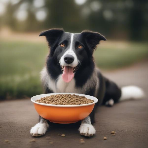 Happy Dog Eating Natural Food