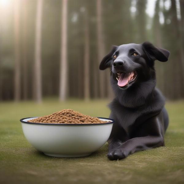 Happy Dog Eating Taiga Dog Food