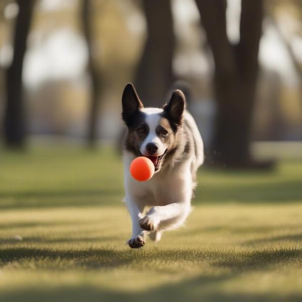 Happy Dog Playing Fetch