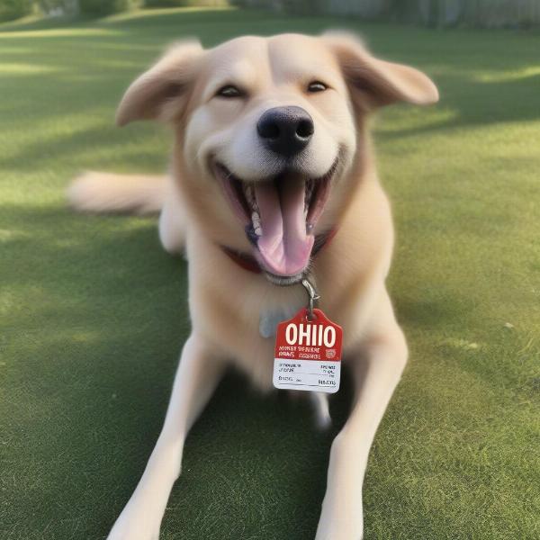 Dog Wearing Ohio License Tag