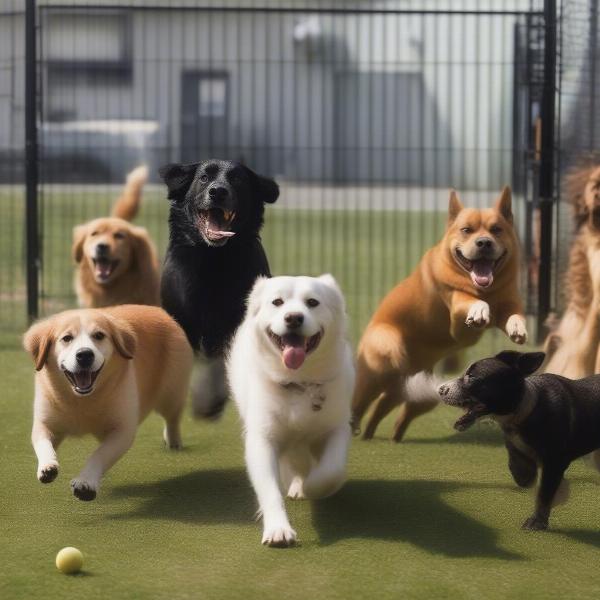 Happy Dogs Playing at Daycare in San Diego