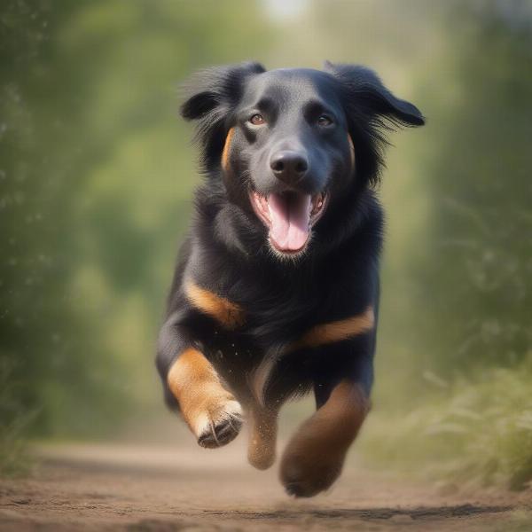 Happy Healthy Dog Playing Outdoors