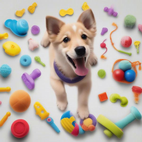 Happy Puppy Playing with Toys: Enrichment and Play