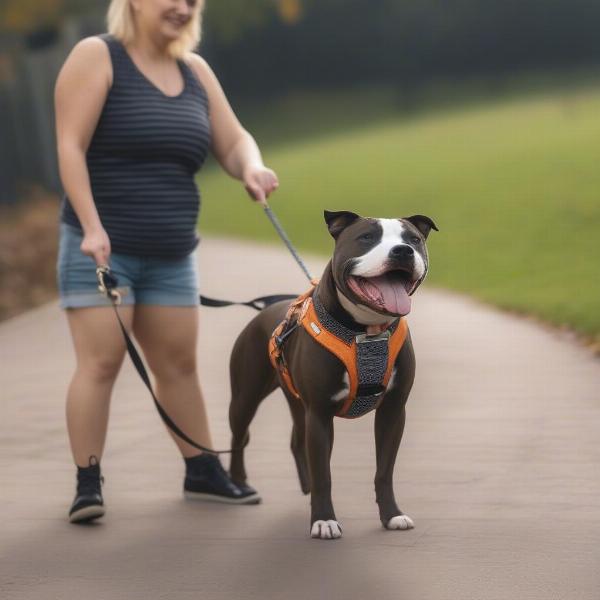 Training a Staffy with a Harness