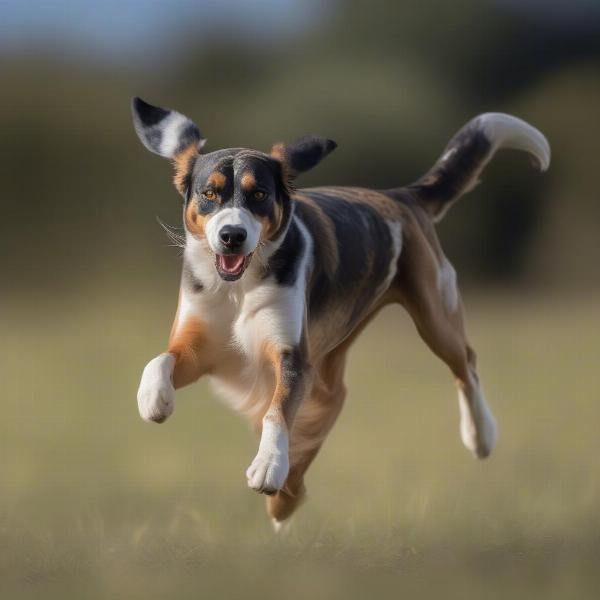 Harrier dog running in a field