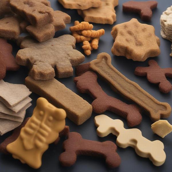 Assortment of healthy dog treats