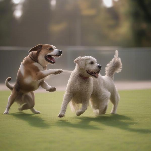 Dogs playing at Heather Farm Dog Park