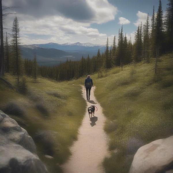 Hiking with a dog on the scenic trails of Breckenridge.