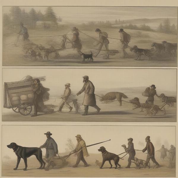 Historical Dogs Carrying Goods