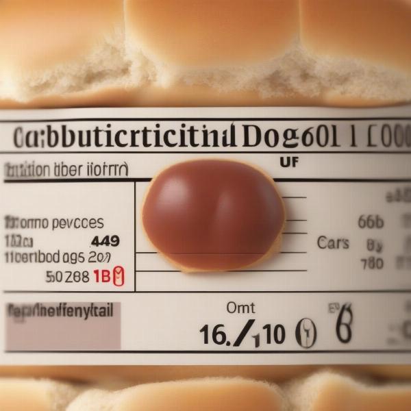 Hot dog bun with carbohydrate information.