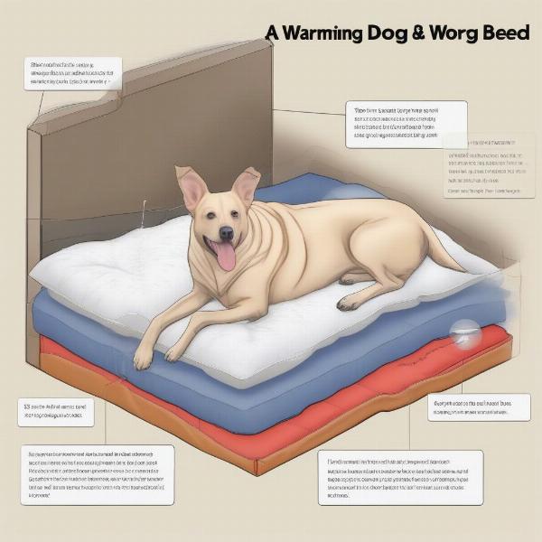 Diagram explaining the thermal reflection technology in self warming dog beds.