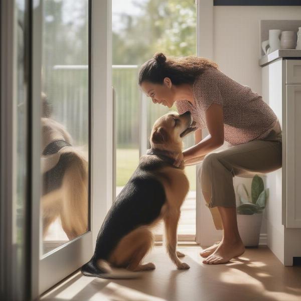 Training a dog to use a dog door