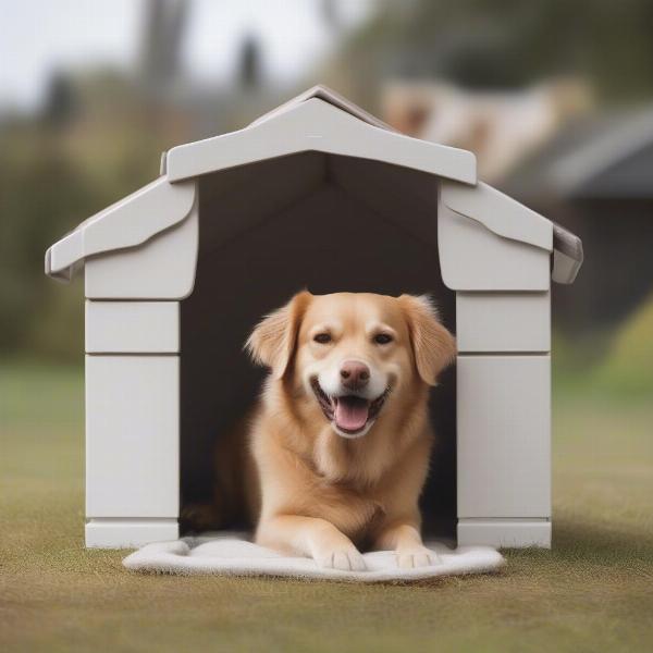 Training a dog to use a portable dog house