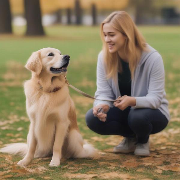 Golden Retriever obeying basic commands