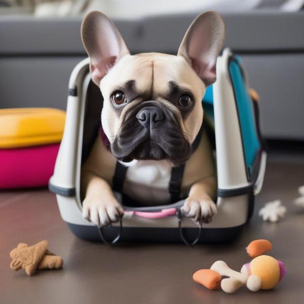 Introducing a French Bulldog to its Carrier