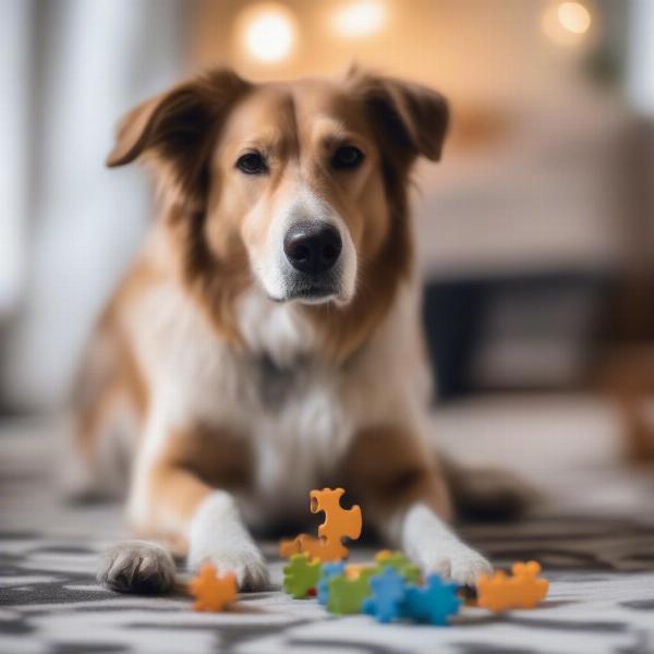 Dog Playing with Puzzle Toy Indoors in Ottawa