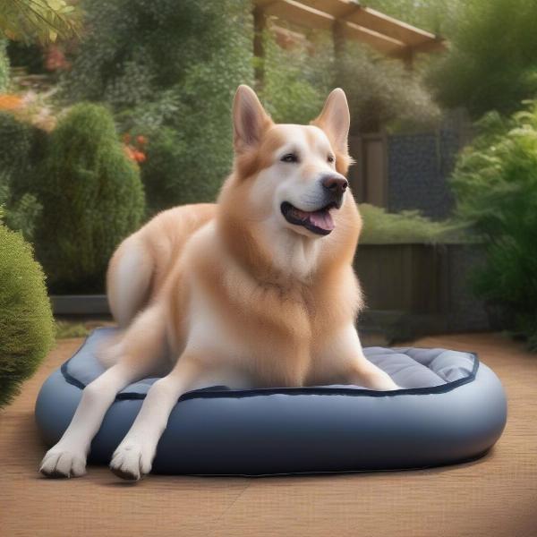 Inflatable dog bed for outdoor use