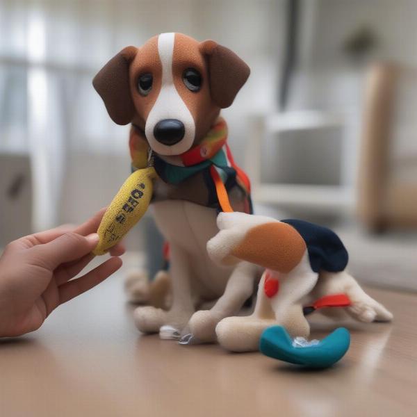 Inspecting a Joyhound Dog Toy