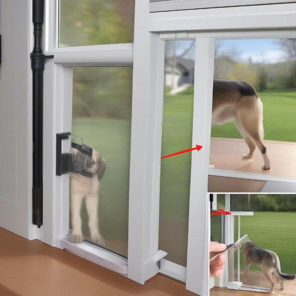 Step-by-step guide on installing a dog door insert in a sliding glass door.