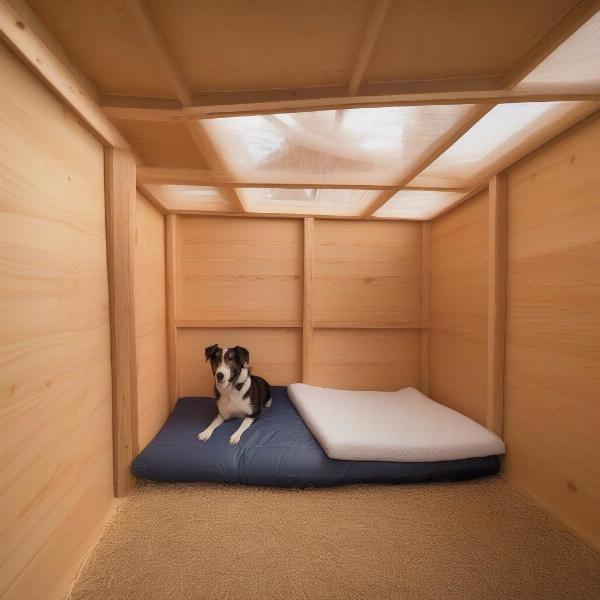 Interior of an insulated dog house