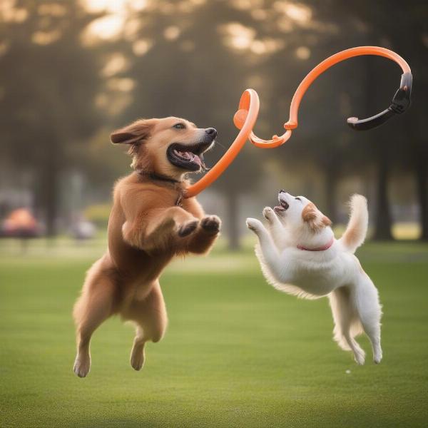 Dog and Owner Playing with a Ring Toy