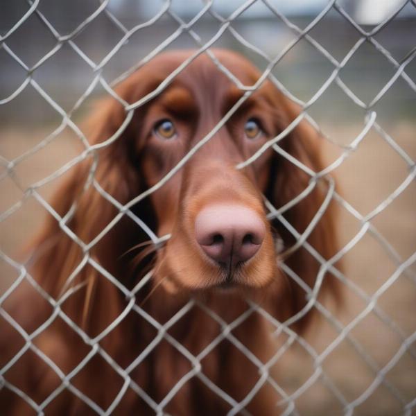 Irish Red Setter at a Rescue Center