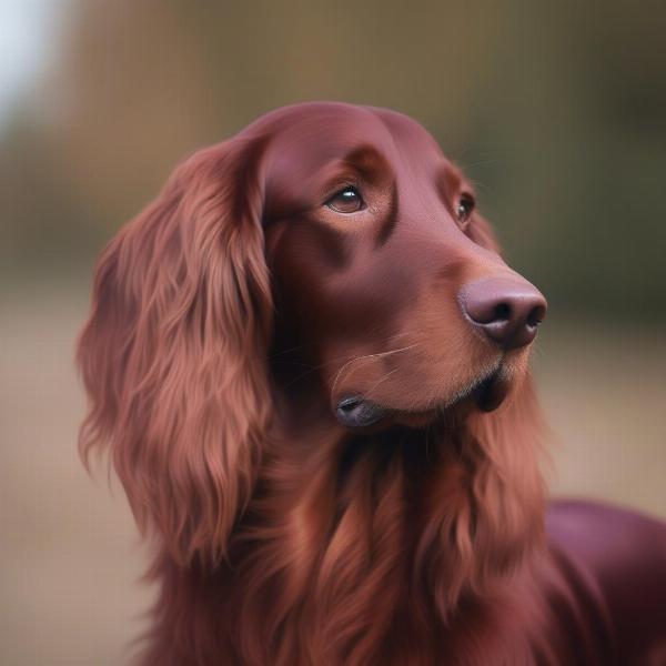 Irish Setter with a beautiful burgundy coat