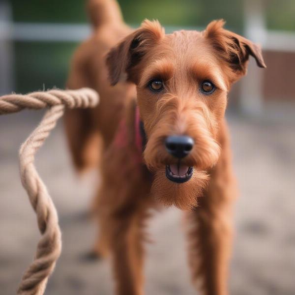 Irish Terrier Playing with a Toy