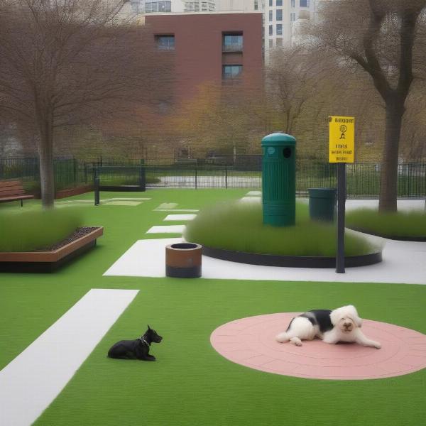 Dog relief area in a city park