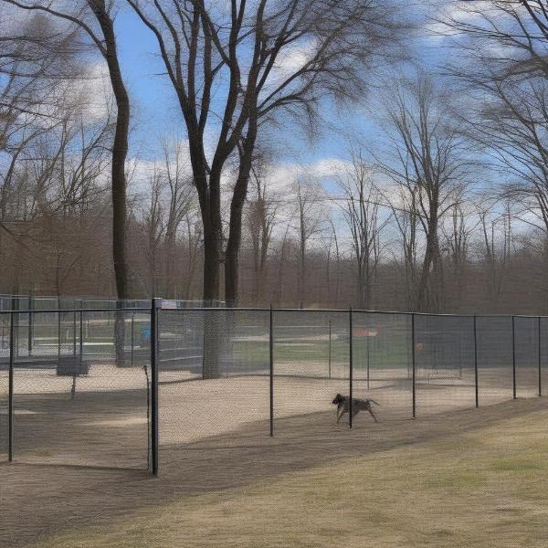 Fenced area at Kill Creek Streamway Dog Park