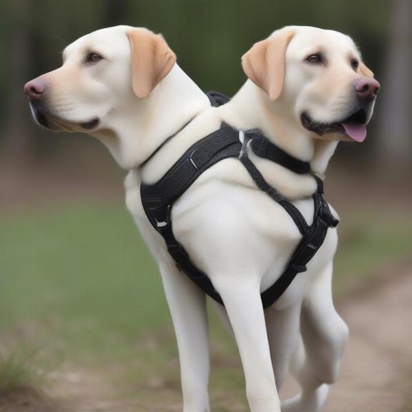 Labrador Retriever Wearing a Harness