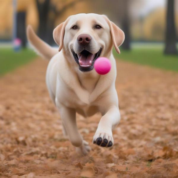 Labrador with a Pink Nose Playing