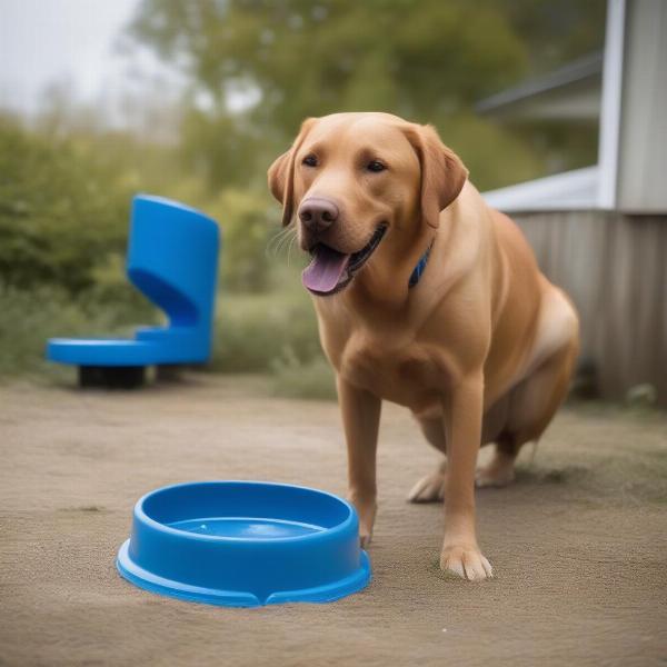 Large Dog Eating from Slow Feeder Bowl